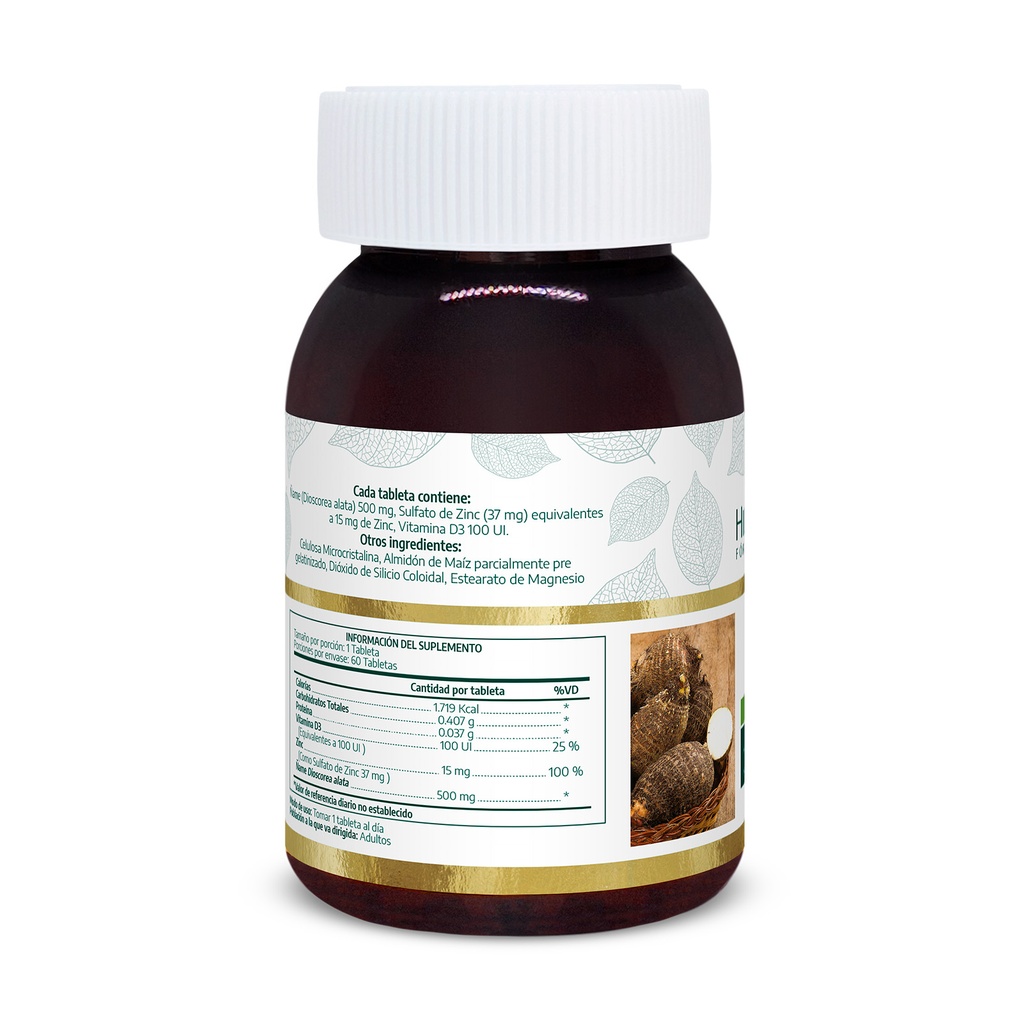 ÑAME + ZINC + VIT D3 (60 TABLETAS)
